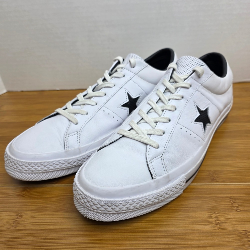 Converse One Star Perforated Leather Low Top White Black 158464C M 12 W 14 - Picture 11 of 11
